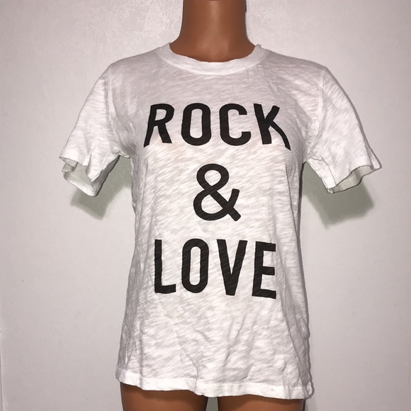 ELAN REVEL WOMEN'S WHITE ROCK & LOVE GRAPHIC SLUB TEE - Picture 4 of 7